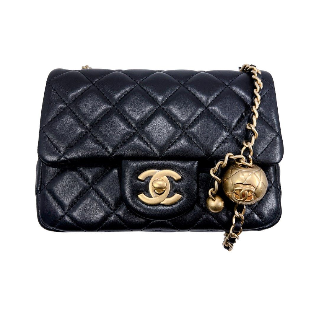 Chanel Black Lambskin Pearl Brand New , Luxury, Bags & Wallets on Carousell
