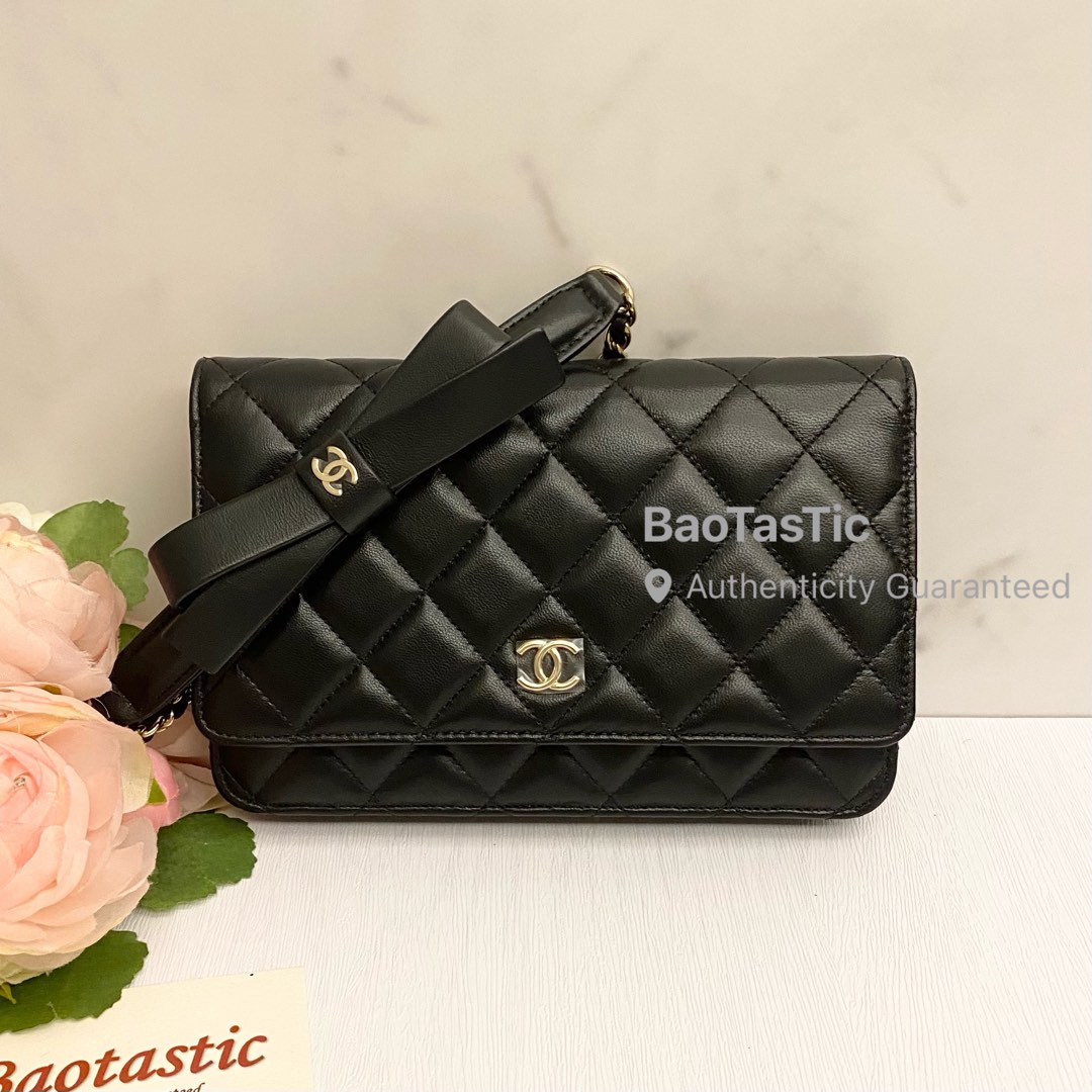 Chanel Wallet On Chain WOC Bow Lambskin, Luxury, Bags & Wallets on Carousell