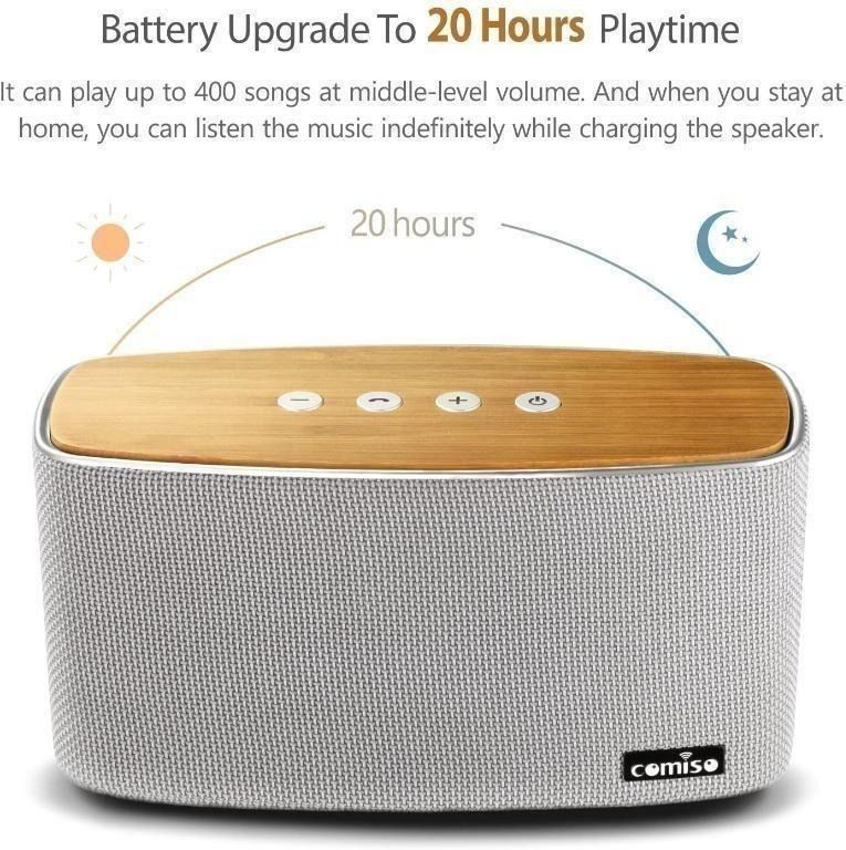 Comiso Bluetooth Speakers 30W Outdoor Loud Wooden Portable Wireless Speaker Subwoofer Speaker for Super Bass Stereo Sound