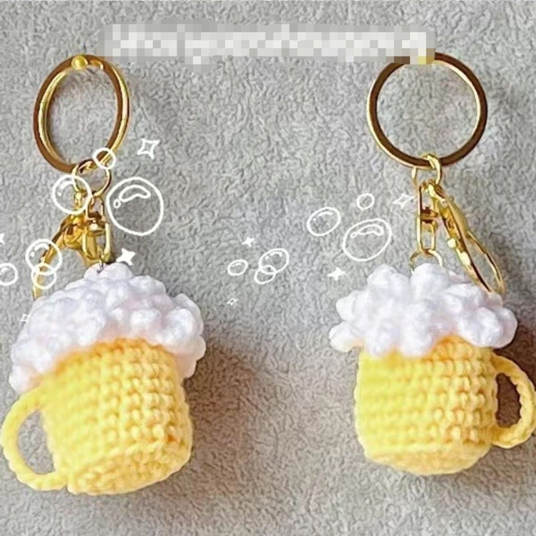 Crochet beer glass keychain Hobbies Toys Stationery Craft