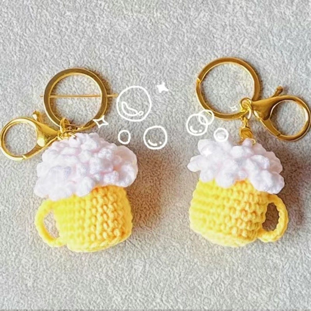 Crochet beer glass keychain Hobbies Toys Stationery Craft