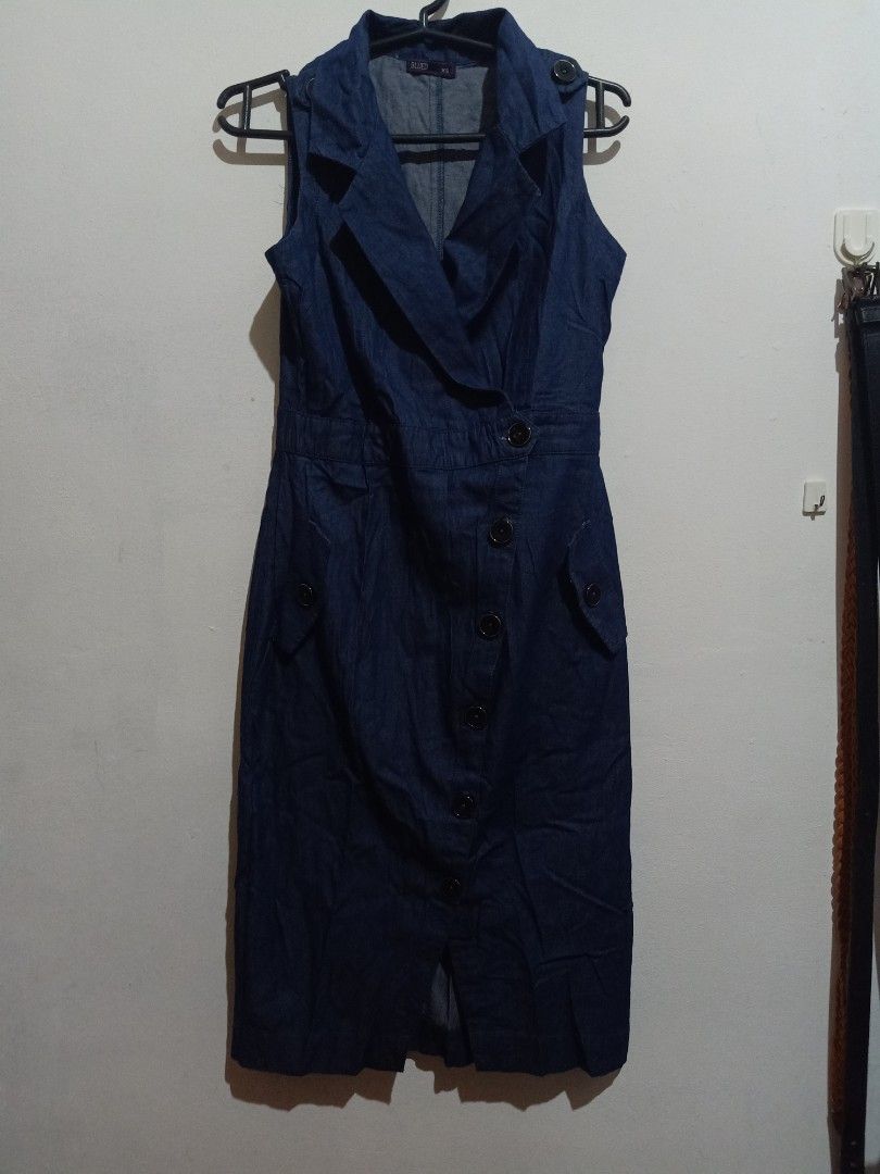 Denim vest dress blued ladies brand, Women's Fashion, Dresses & Sets,  Dresses on Carousell