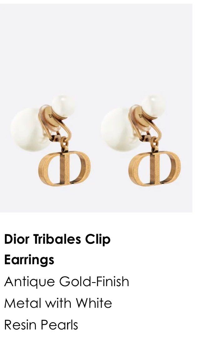 Dior Tribales Clip Earrings SilverFinish Metal with White Resin Pearls and  White Crystals  DIOR TH