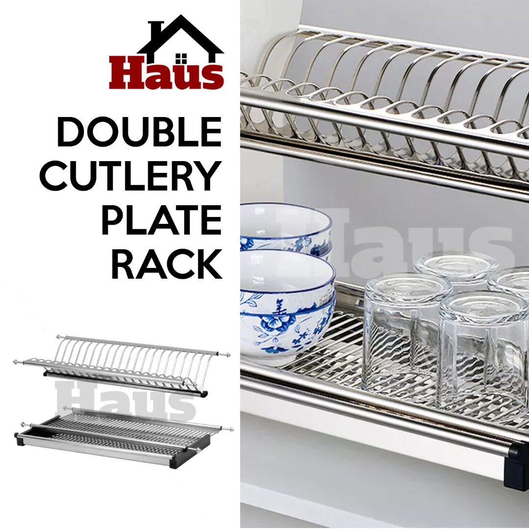 Double Cutlery Plate Rack for 600mm Furniture & Home Living