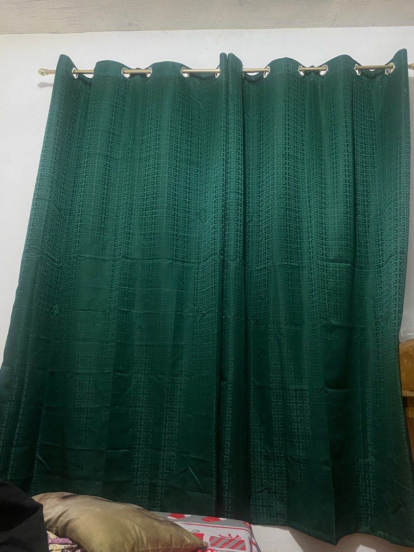 Emerald Green Curtain (1 pair) 65x75 inches, Furniture & Home Living