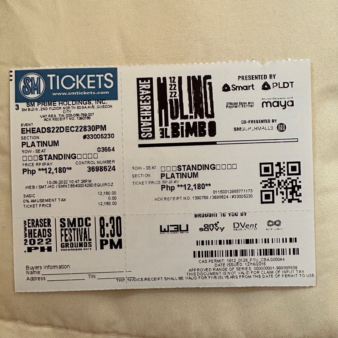Eraserheads Concert Platinum, Tickets & Vouchers, Event Tickets on