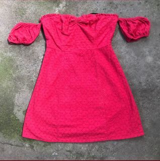 F21 Red Eyelet Mini Dress (Puff)