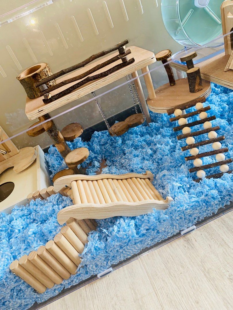 Hamster acrylic cage 80cm 100cm cage wooden accessories setup ideas ...