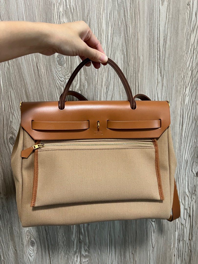HERMES HERMES Cabasellier 31 Tote Bag Clemence leather Brown Chai Nata Used  Women