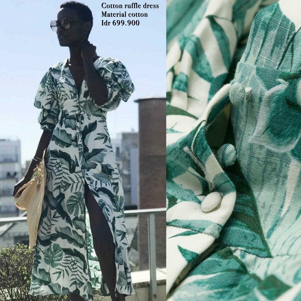 H&m green leaf dress shop