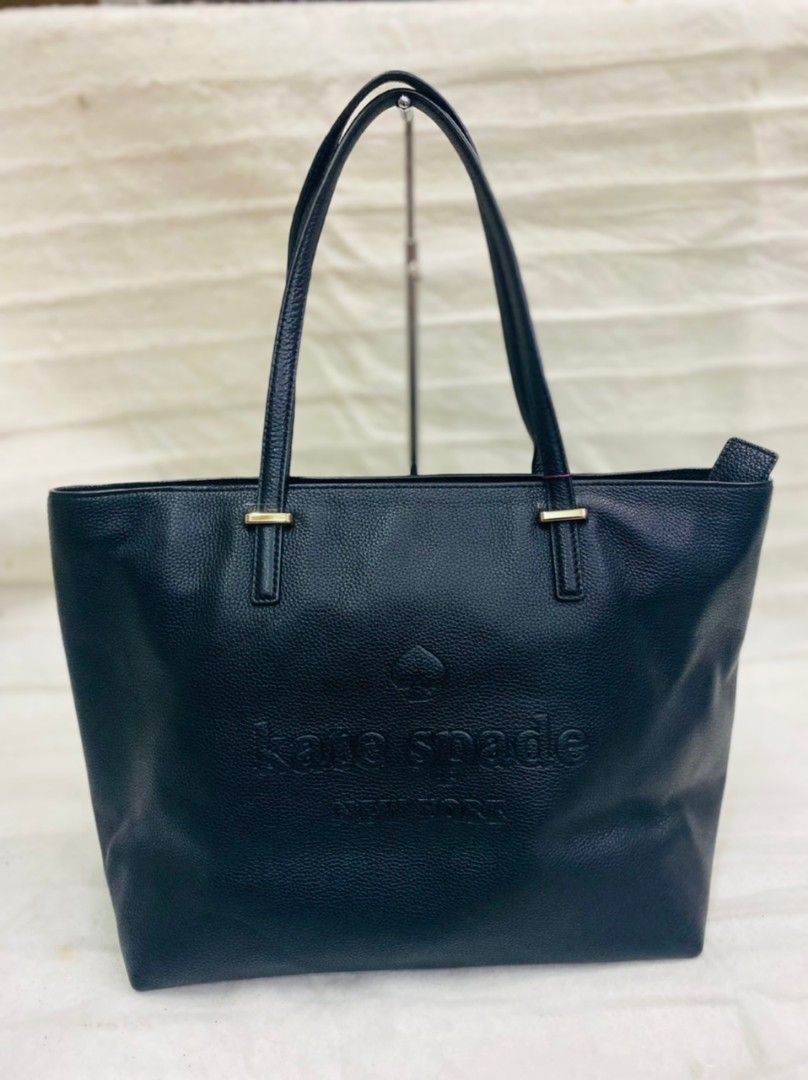 Kate Spade Larchmont Avenue Logo Penny Leather Tote Bag Black