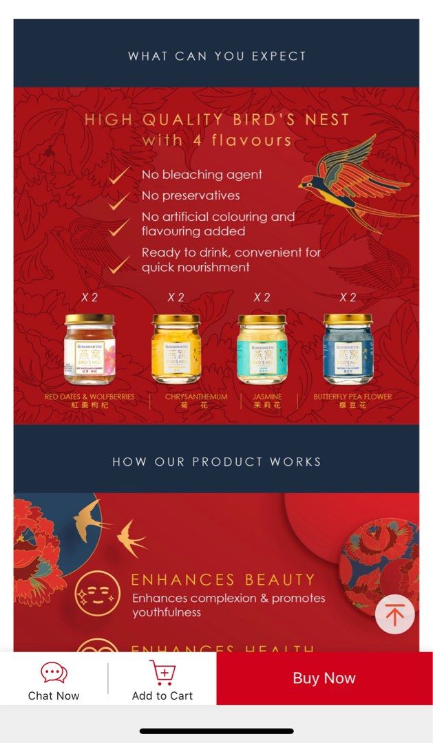 Kinohimitsu Bird’s Nest Gift Set 8’s (Floral + Red Dates), Health