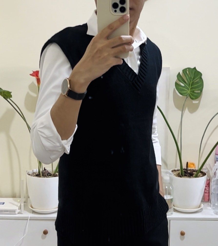 Men Vest Slim Korean Work Clothes Suit Vest Groomsmen Professional Wear Men  Vest Size XXLBlack