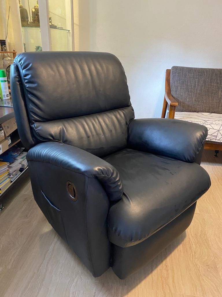 Leather leg rest chair, Furniture & Home Living, Furniture, Chairs on