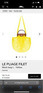 BNWT Longchamp LE PLIAGE FILET XS Cross Body MESH BAG, Yellow SOLD OUT Rare