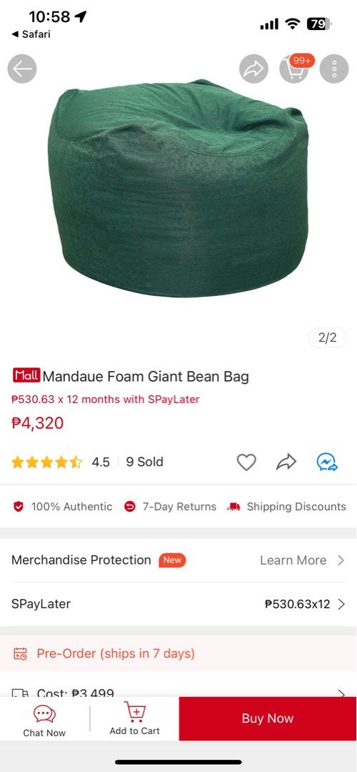 Mandaue Foam Giant Bean Bag, Furniture & Home Living, Furniture, Sofas