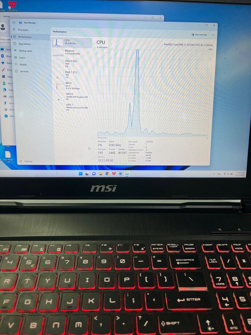 MSI laptop GP63 8RE i7 GTX1060 SSD upgraded RAM nego, Computers & Tech