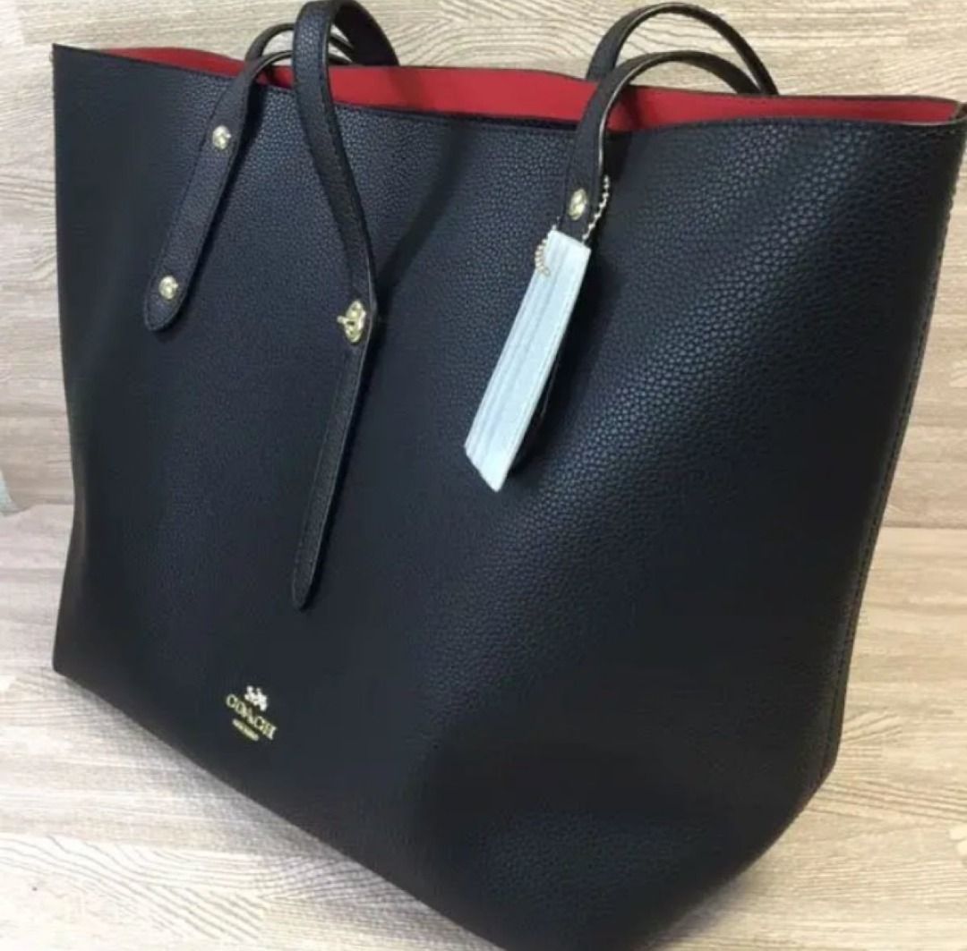 Coach market tote on sale black true red