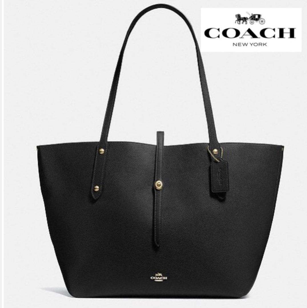 Coach market cheap tote black red