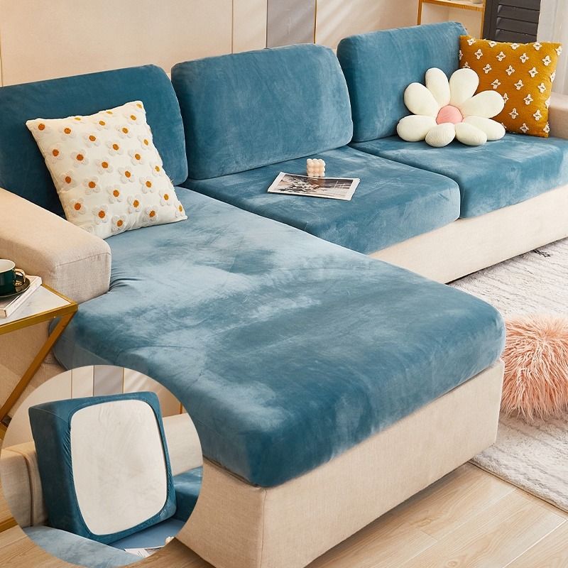 New Plush Elastic Velvet Sofa Seat Cushion Cover Sectional Sofa