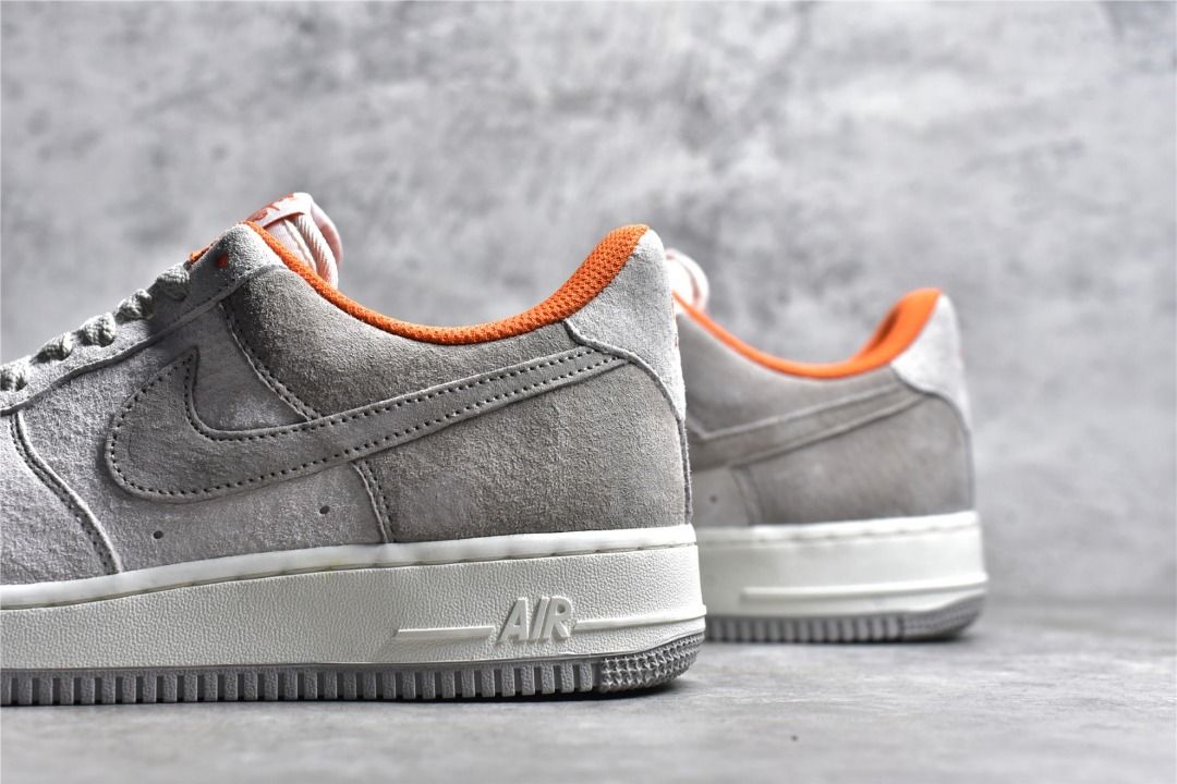 Nike Air Force 1 07 Grey and Orange Shoes
