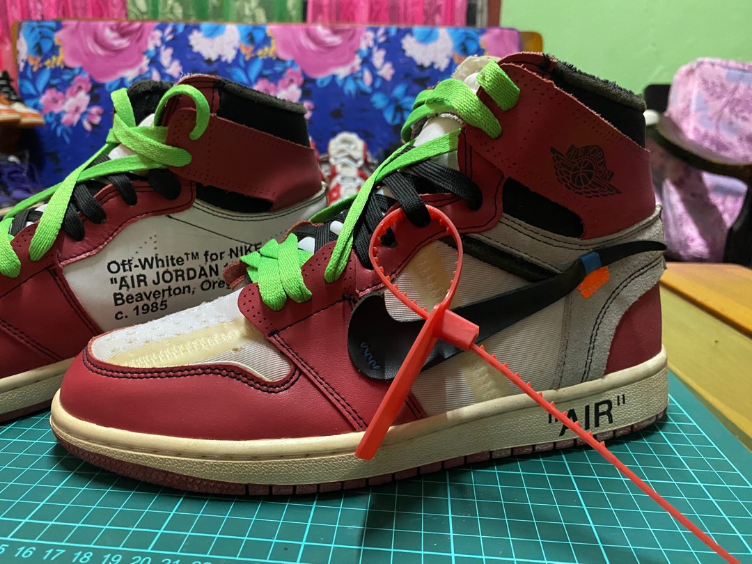 Off white air deals jordan 1 green laces