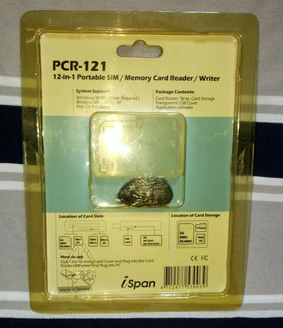Rare 12 in 1 Portable SIM Card / Memory Card Reader/Writer (Category: Sim Cards) located in Quezon City. Submitted by Mr._Vintageous (Listing ID 1204814248, Image 3). Description: Rare Item. I-SPAN 12 in 1 Portable SIM Card and Memory Card reader/writer. With Application software for SIM data editing (phonebook,sms). Dustproof design. High Speed Transfer 480 mb/sec. USB Bus Powered. Supports USB 1.1 and USB 2.0. Made in Taiwan. Actual pictures po