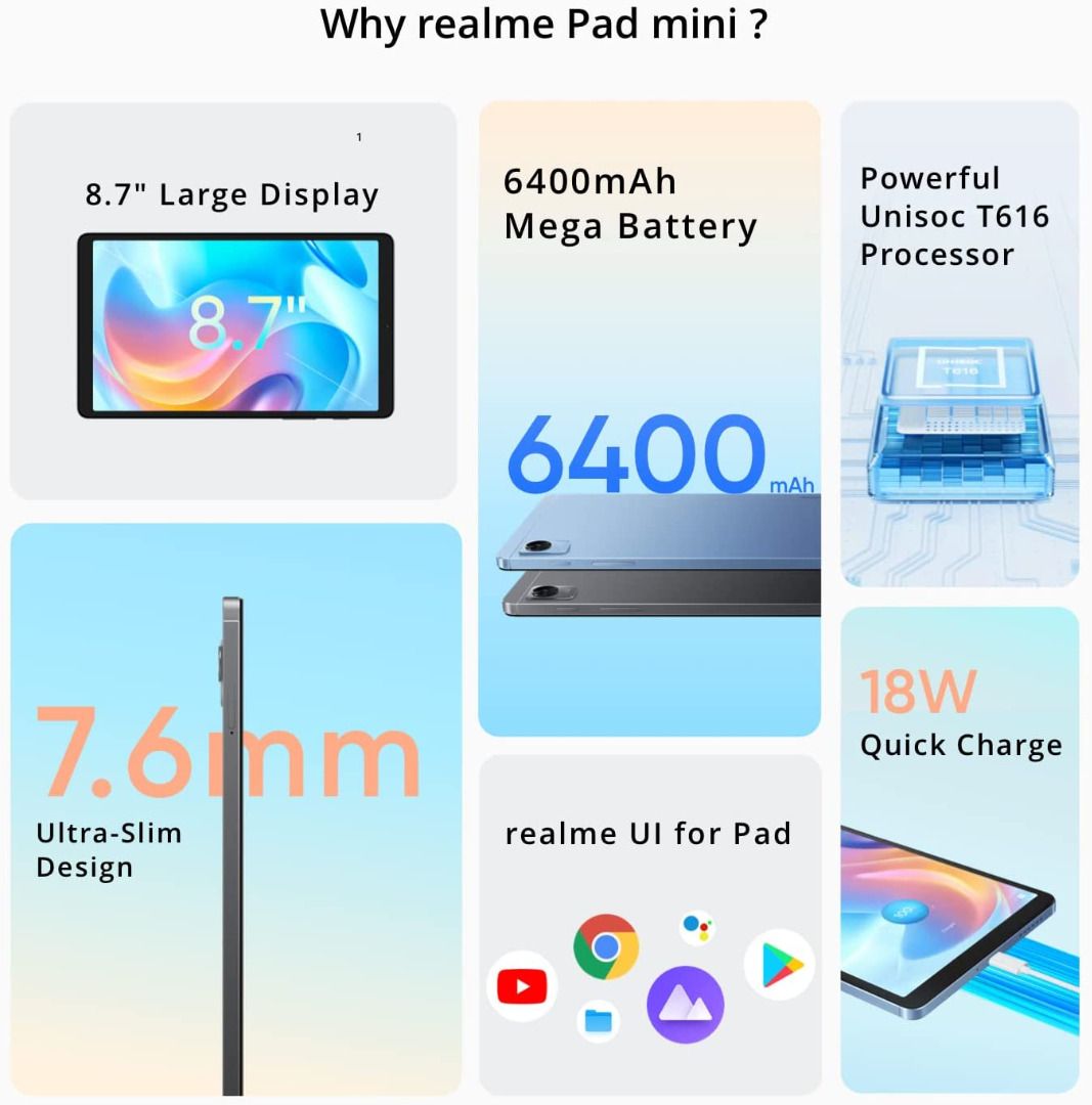 Realme Pad Mini 8.7"LTE, Mobile Phones & Gadgets, Tablets, Android on ...