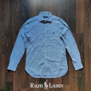 RL POLO RALPH LAUREN FORMAL SHIRT | Blue Stripe Polo Longsleeve