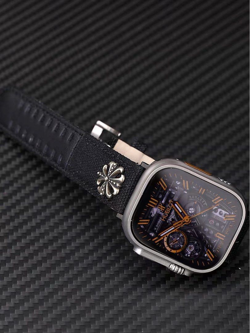 Rock punk style chrome hearts leather strap design Apple Watch ultra 49mm Men s Fashion Watches Accessories Watches on Carousell