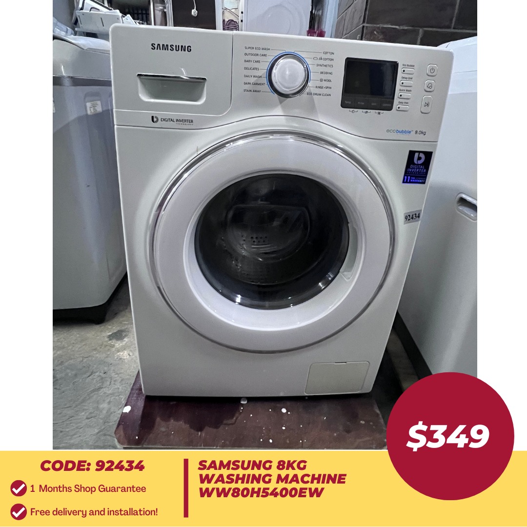 SAMSUNG 8KG FrontLoader Washing Machine WW80H5400EW (92434), TV & Home