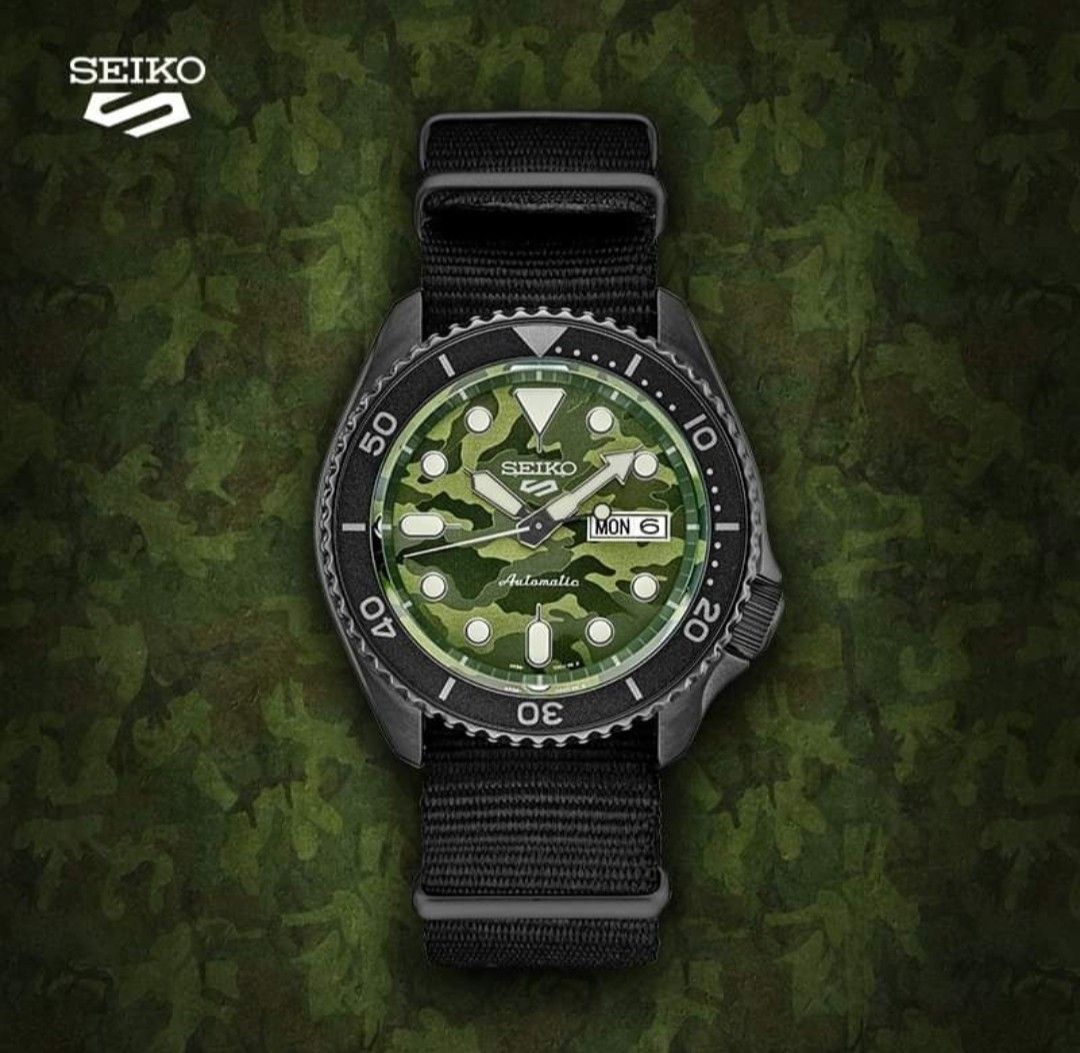 Seiko 5 Sport Automatic Green camouflage street style SRPJ37K1, Men's  Fashion, Watches & Accessories, Watches on Carousell