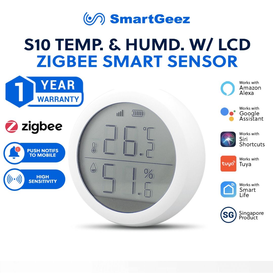 ZigBee Temperature Humidity Sensor Smart Home Remote Monitor Alexa Google  Home