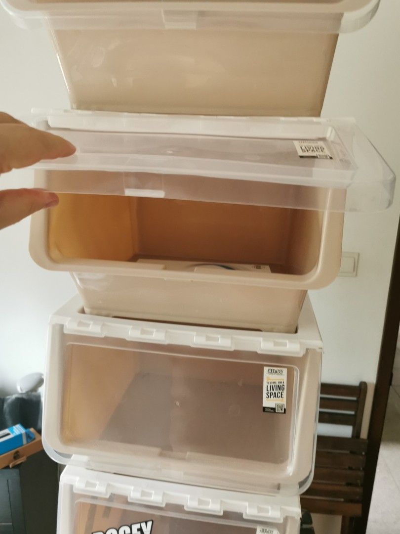 Stackable storage boxes x 5, Furniture & Home Living, Home Improvement