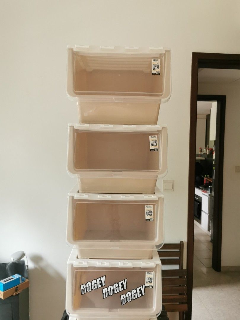 Stackable storage boxes x 5, Furniture & Home Living, Home Improvement