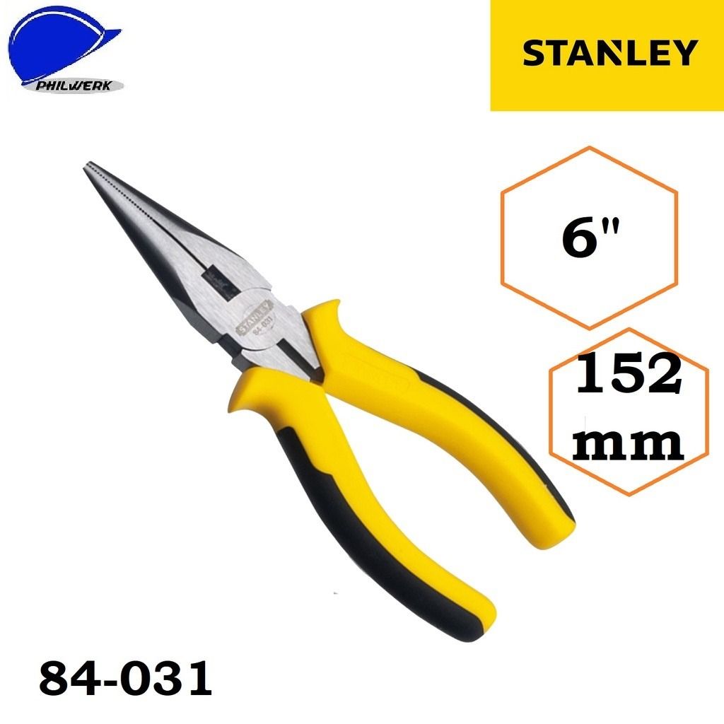 Stanley Dynagrip Long Nose Pliers 200mm/7" 84031, Commercial