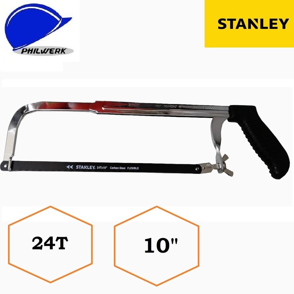 Stanley Solid Steel Adjustable Frame Hacksaw 24Tx10", Commercial