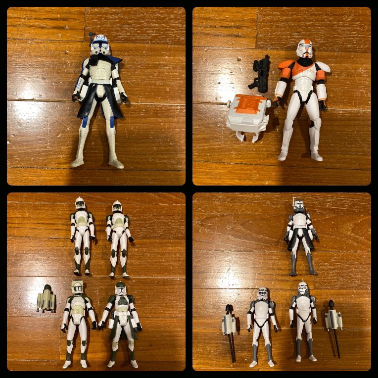 Star Wars 3.75 Action Figures Clone Trooper Jedi Sith Rex Gree Fox