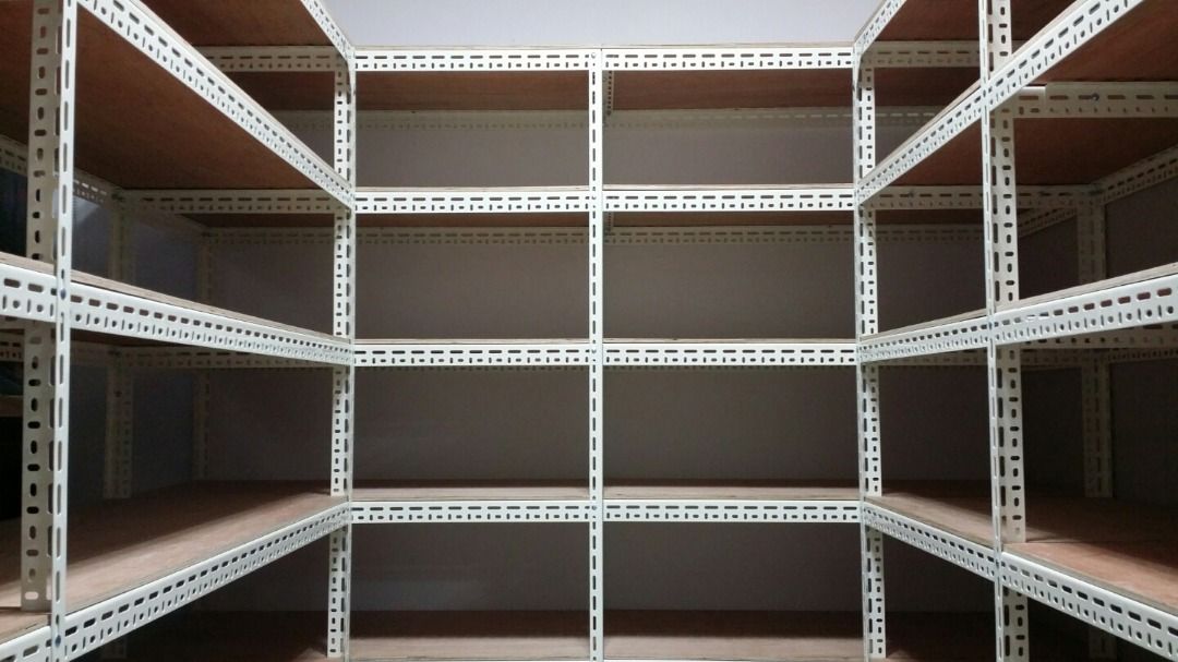 steel racks standee shelves filling open cabinet, Furniture & Home ...