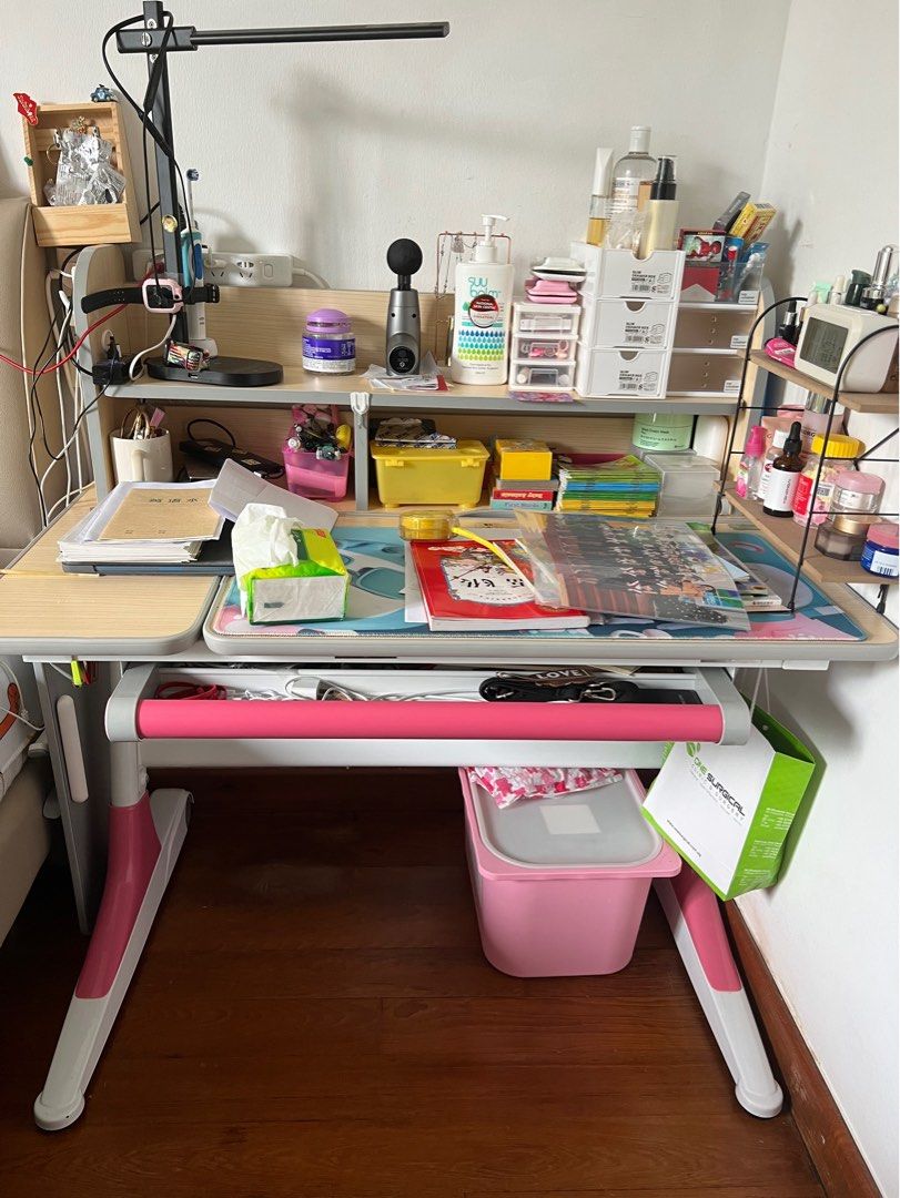 Study table (Category: Tables & Sets) located in Singapore. Submitted by immp79 (Listing ID 1204617575, Image 2). Description: Pink color study table Length is 1 meter. Very good condition. .