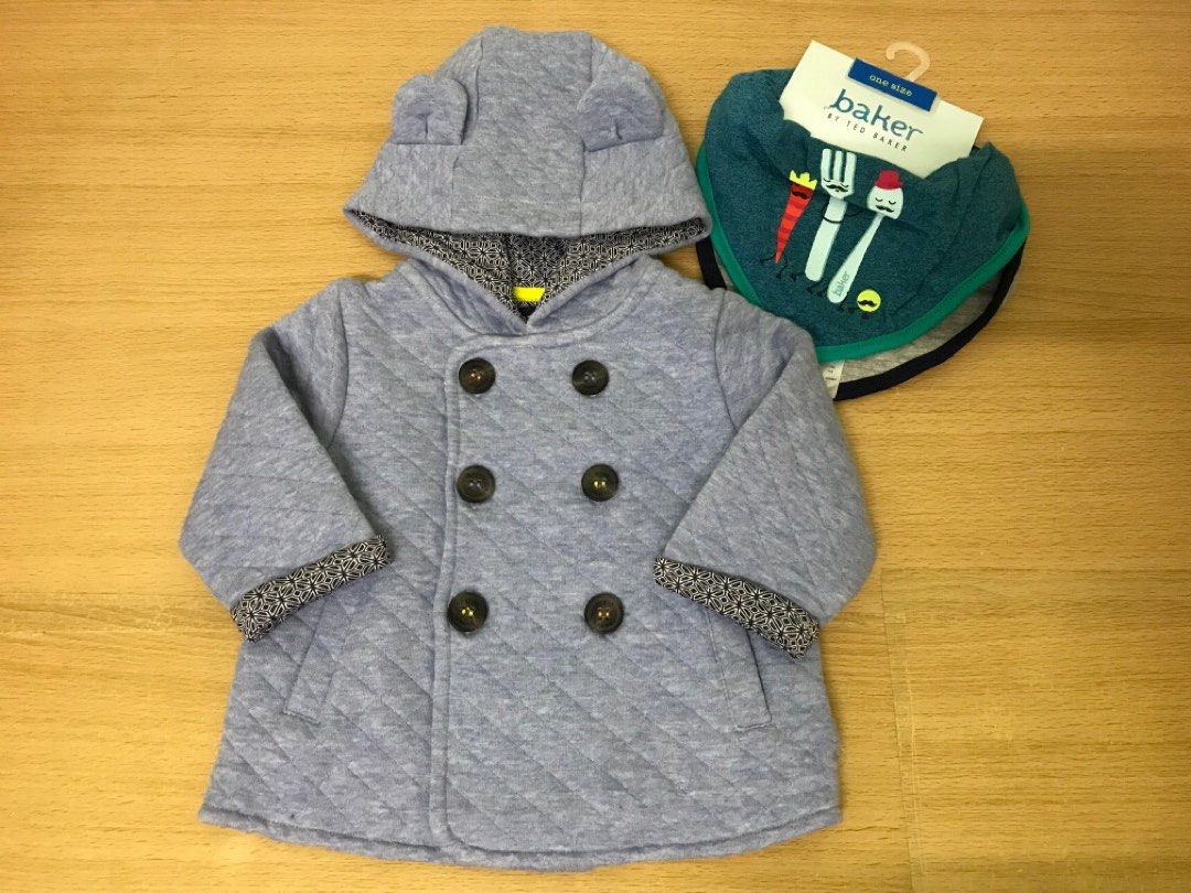 Ted Baker Baby Boy Hoodie& Bibs Set, Babies & Kids, Babies & Kids