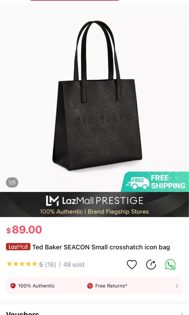 Ted Baker Seacon Small Crosshatch Icon Bag in black, Luxury, Bags & Wallets  on Carousell