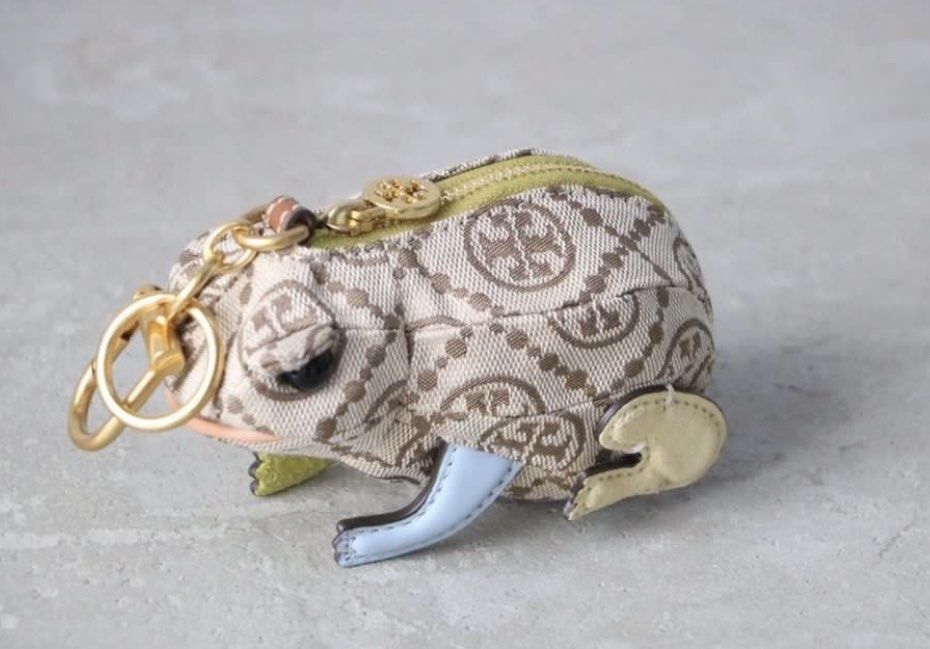 Tory Burch Lucky Frog Pouch With Keychain, Women's Fashion, Bags