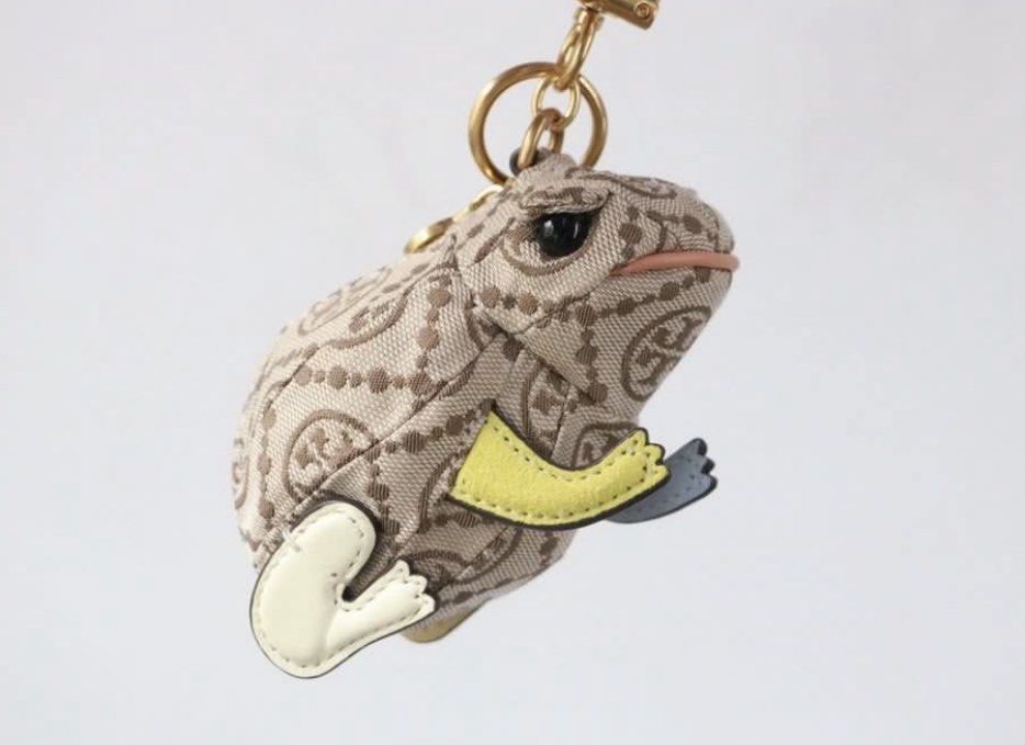 Tory Burch Lucky Frog Pouch With Keychain, Women's Fashion, Bags
