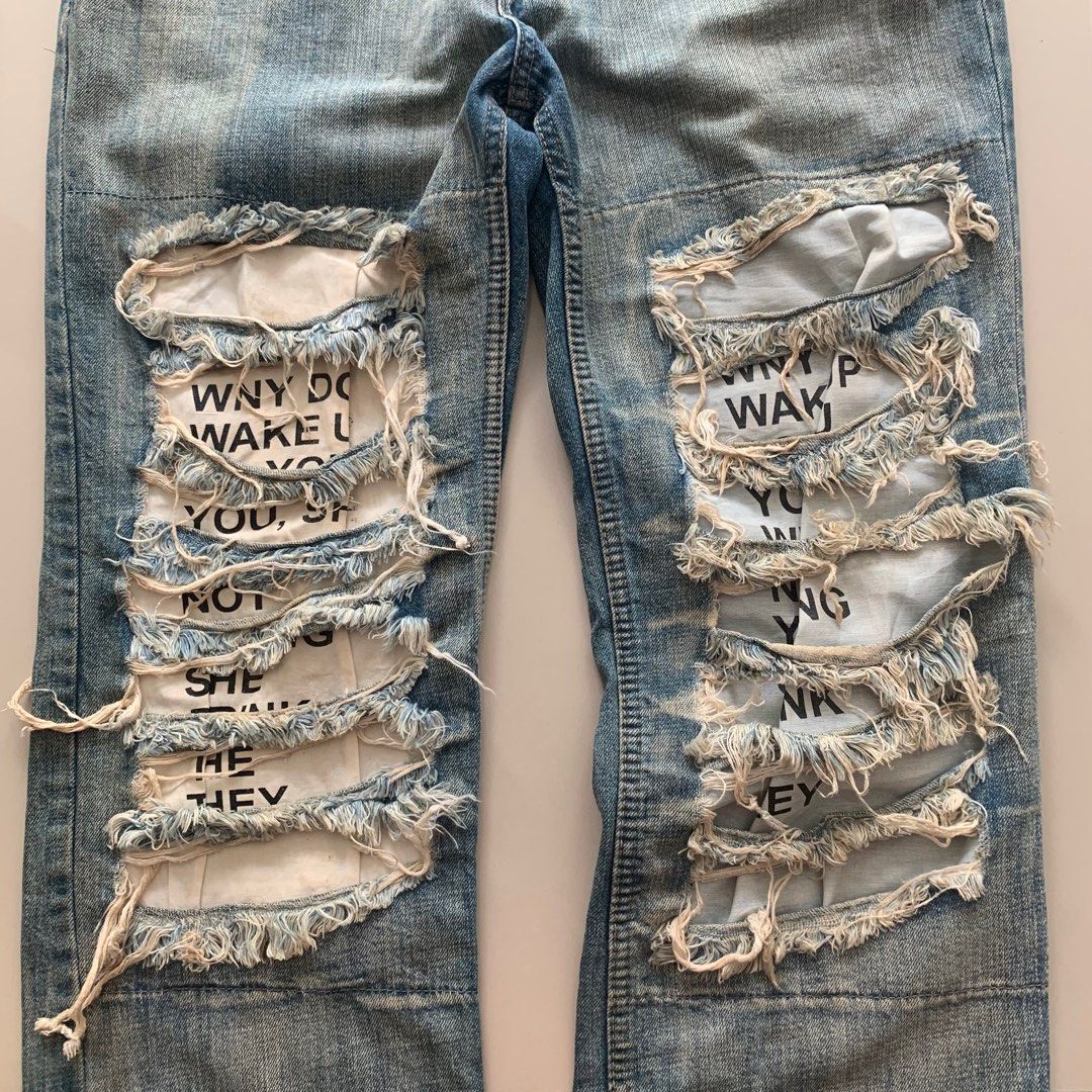 Vintage Dolce Gabbana Distressed Poem Denim Jeans Men s Fashion