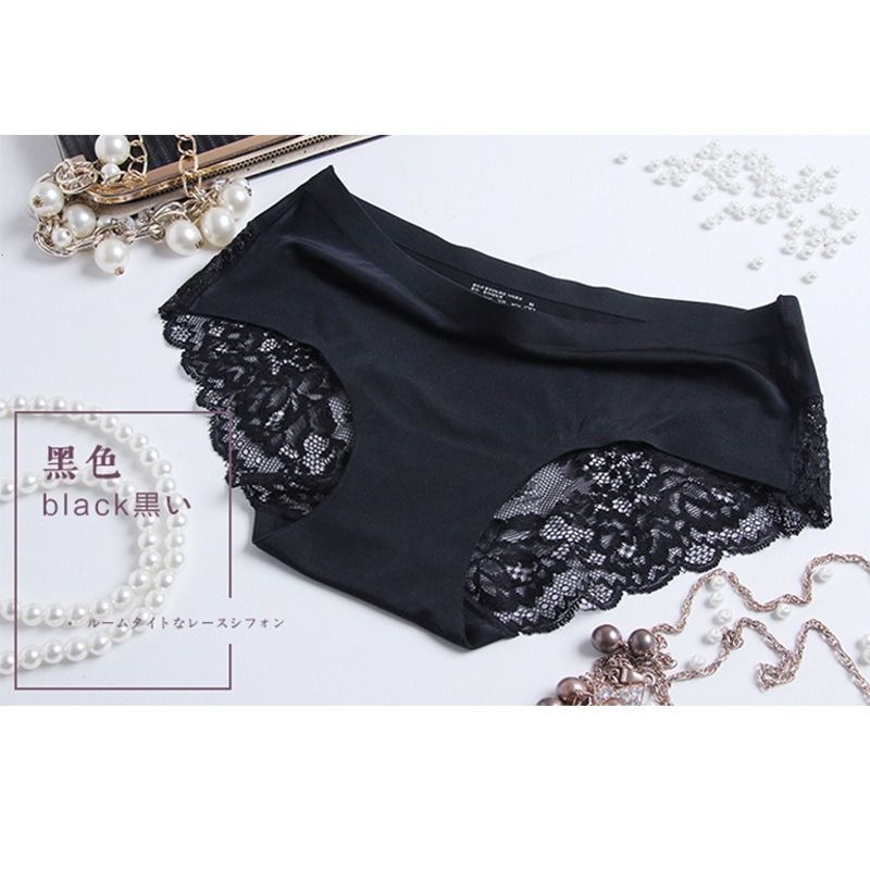 PAIDAXING Lace Thong Panties Lot Womens Lace Panties Ice Silk Seamless  Hollow Sexy Breathable Briefs Muffin Top Underwear Women Black :  : Fashion