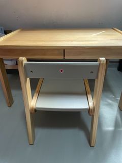 Yamatoya Norsta Large Desk and Chair - Natural/ Gray