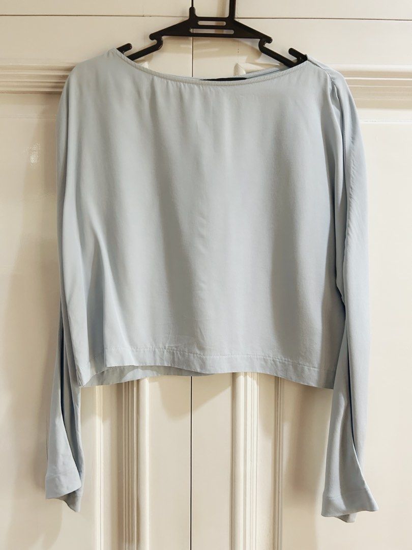 Zara Baby Blue Crop Top, Women's Fashion, Tops, Blouses on Carousell