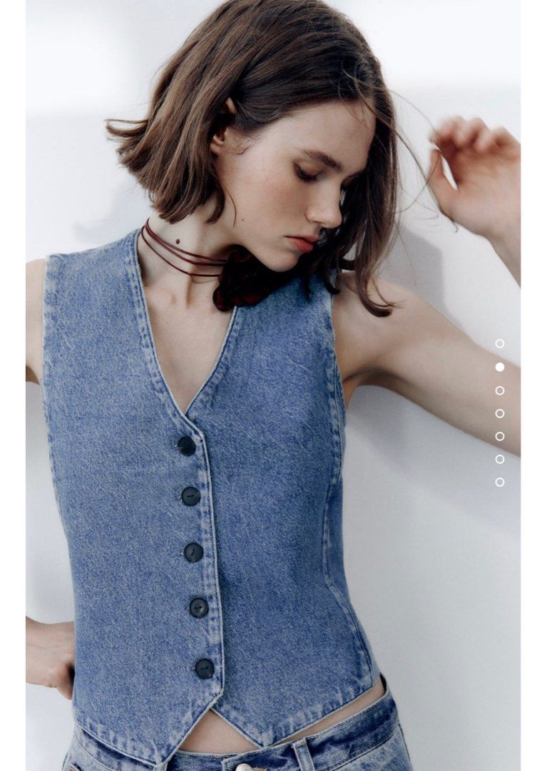 Zara Denim TRF Waistcoat Vest Women s Fashion Coats Jackets and
