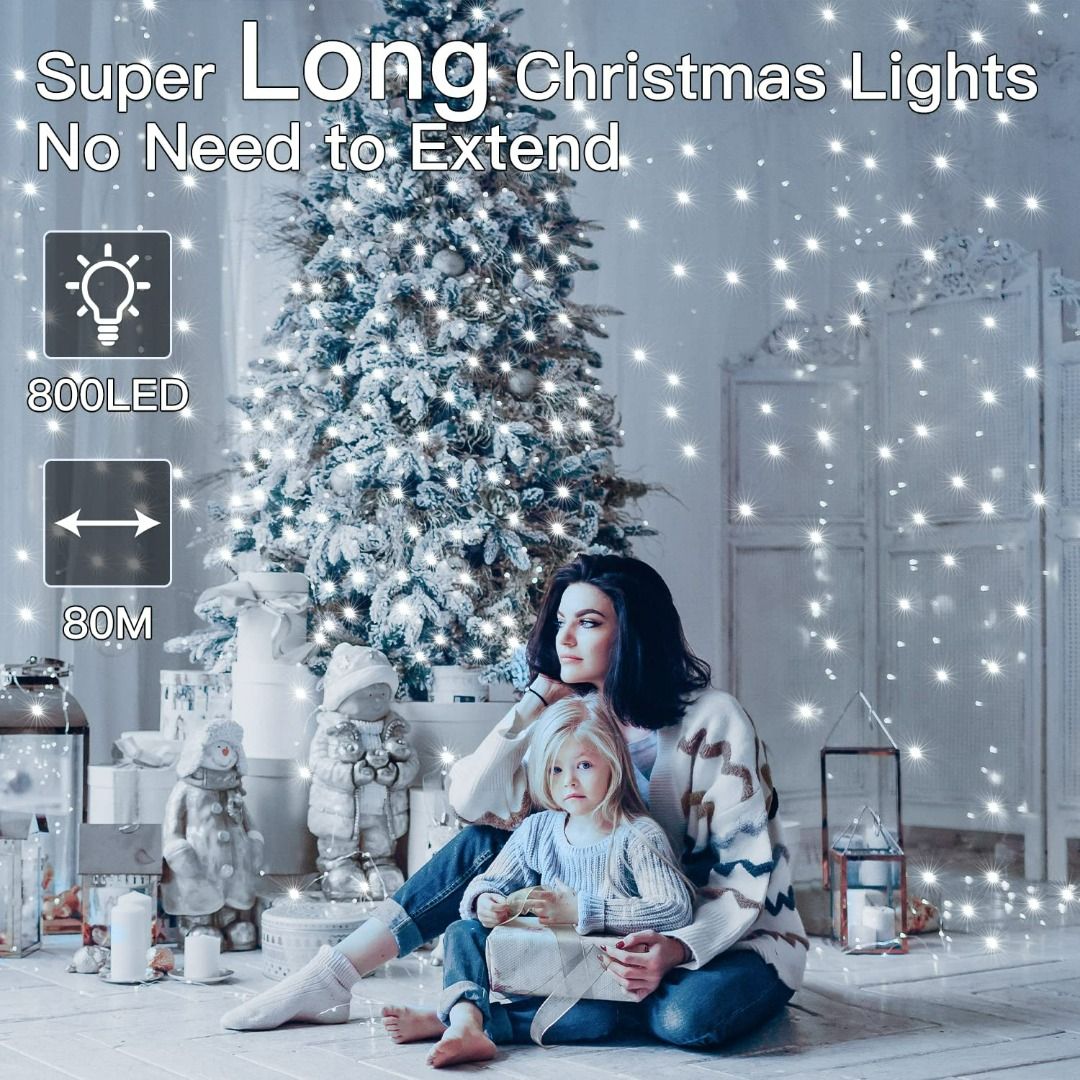 Ollny Christmas Lights 262FT 800LED, Plug in Christmas Tree Lights